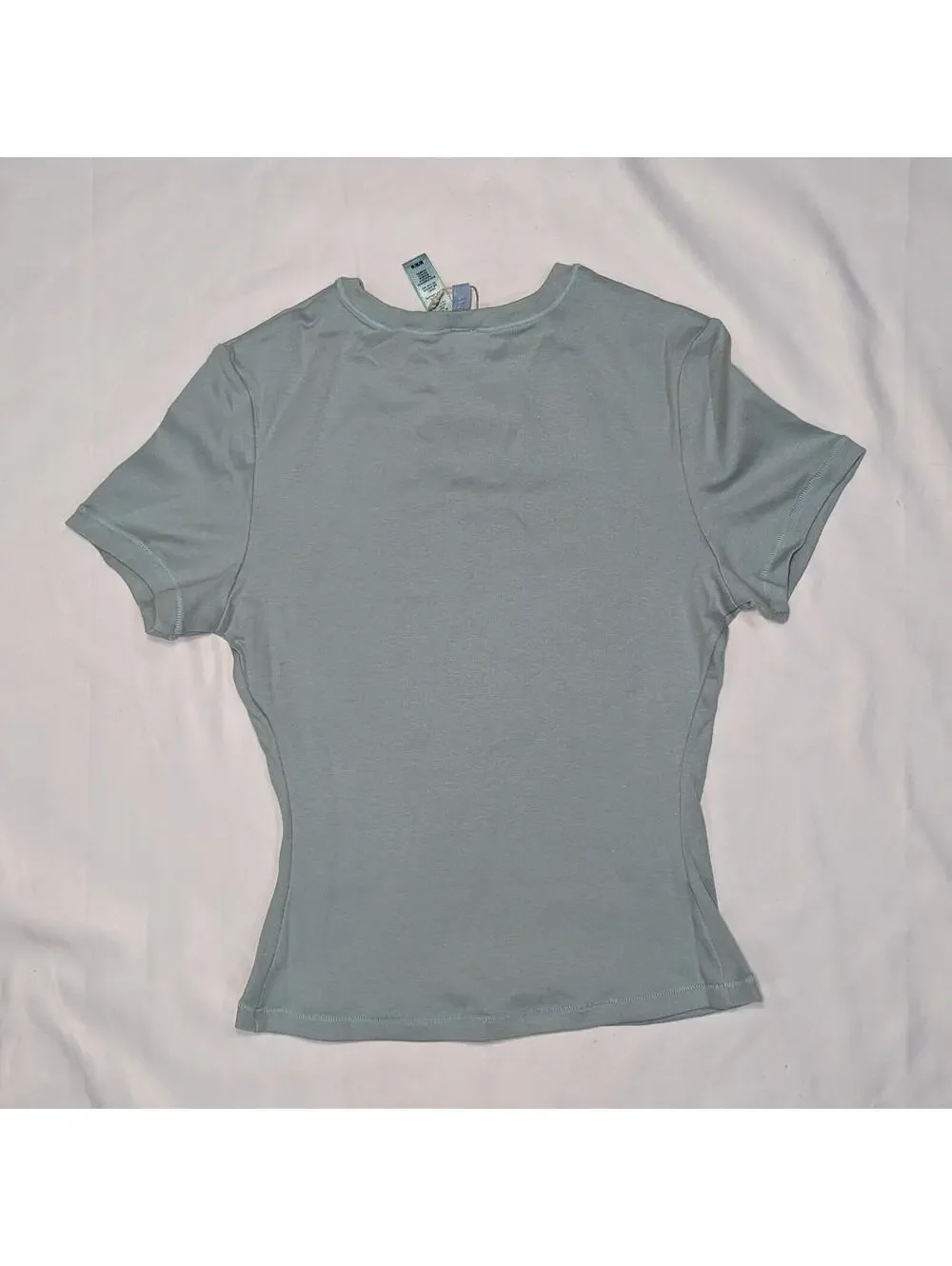SKIMS Cotton Jersey T-Shirt Mineral Blue Women's M NWT Stretch Crew Neck Kim K - Picture 4 of 5